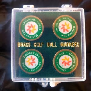 Vintage Holiday Inn Sharon Hermitage Brass Golf Ball Markers- NEW!